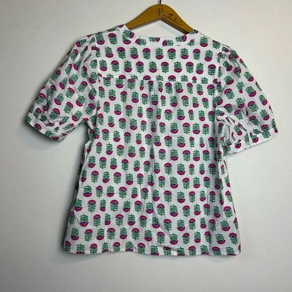 J.Crew Proppy Summer 2024 Size M Floral Short Sleeve Blouse Top Vacation Hotel - Picture 3 of 13